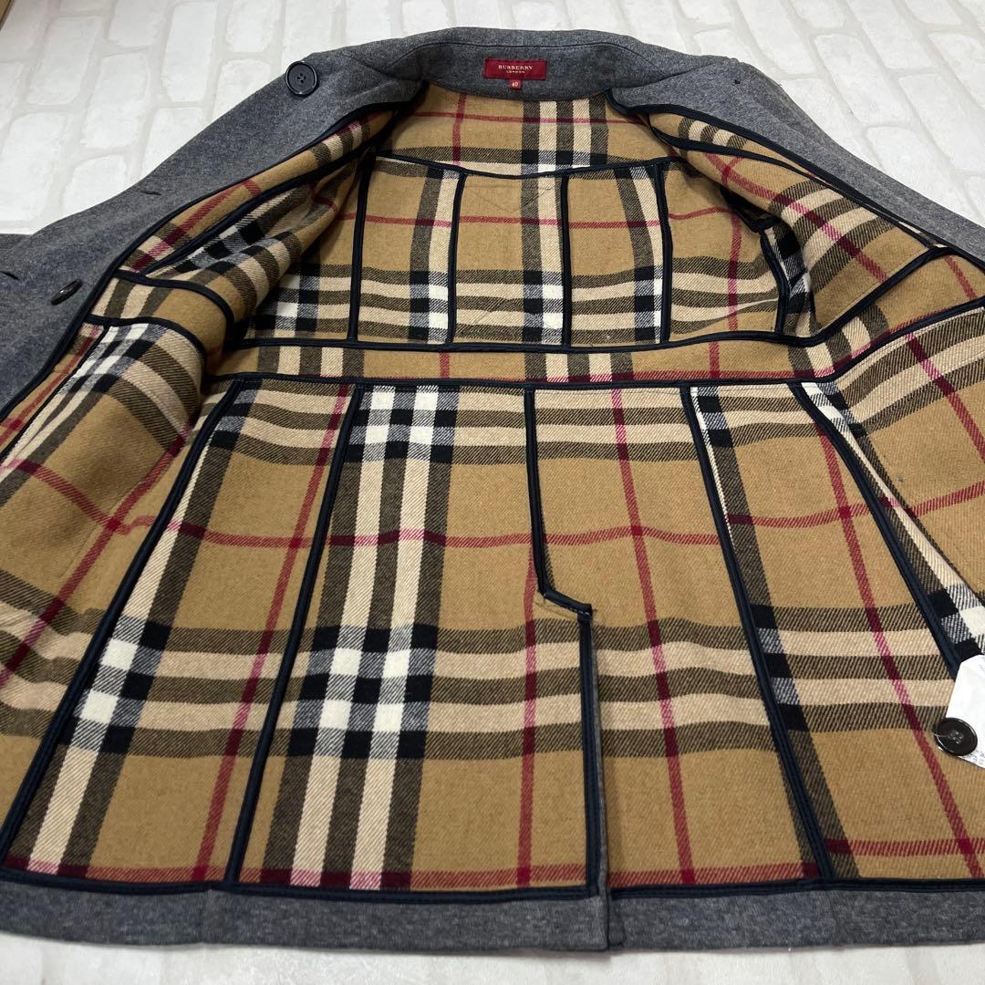 値下げ バーバリー ロンドン BURBERRY ノバ チェック ピーコート 40