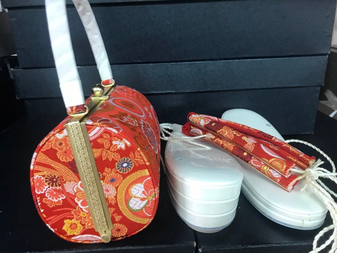 七五三用西陣バッグ本革草履セット７歳