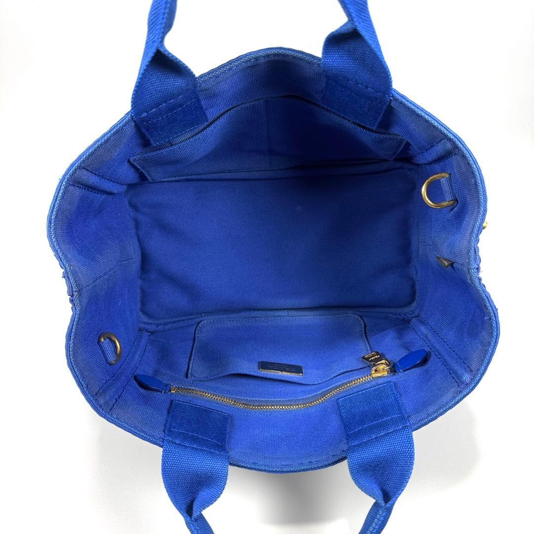 美品✨ PRADA カナパ S 2way ショルダー付 ブルー Cobalto