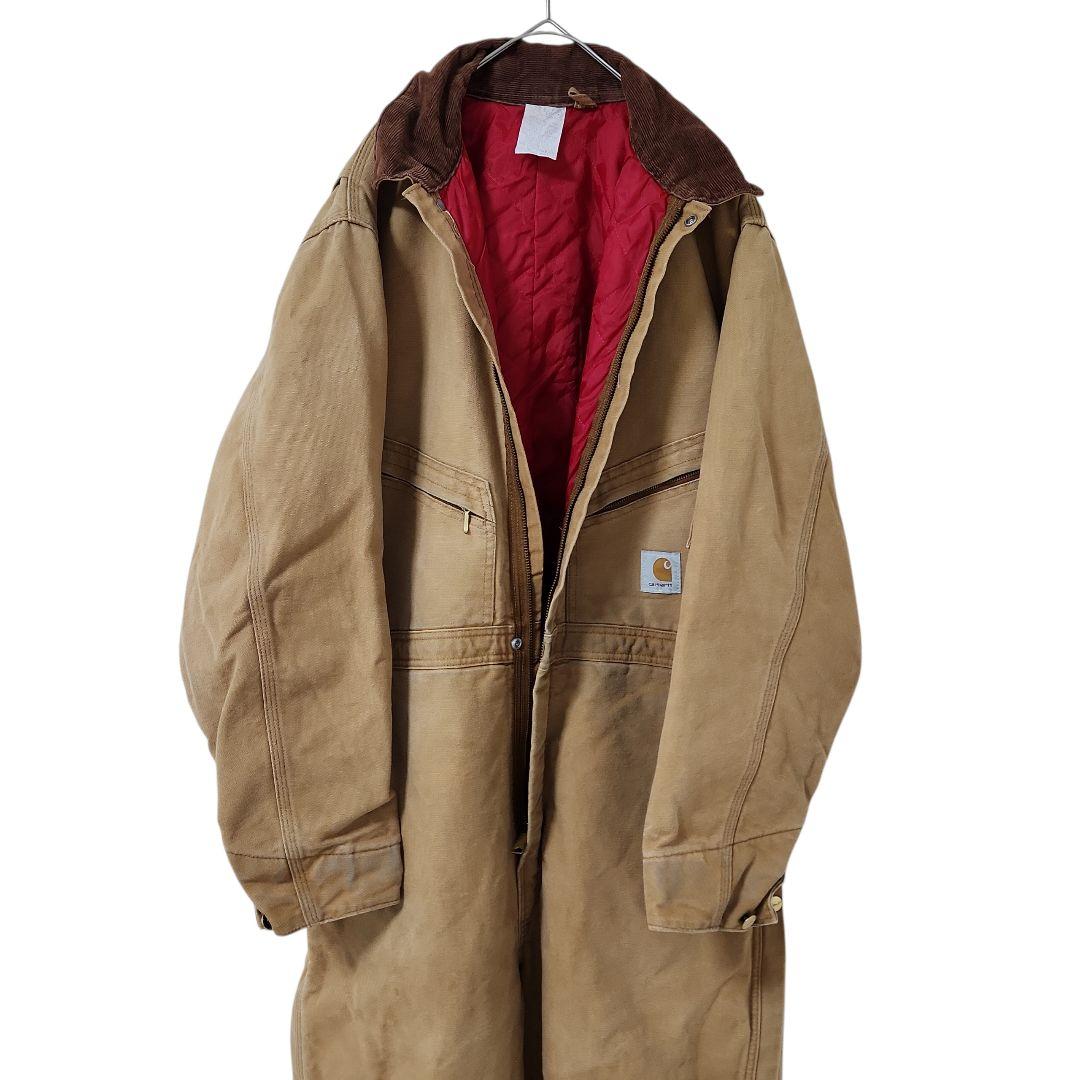 ☆nqnq☆Carhartt ダック 長袖つなぎ 中綿 ワンポイント