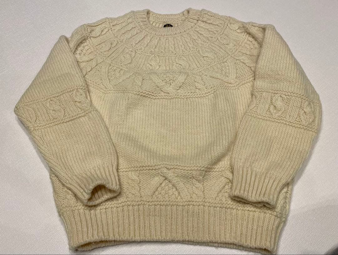 BATONER アイボリー アランニットセーター