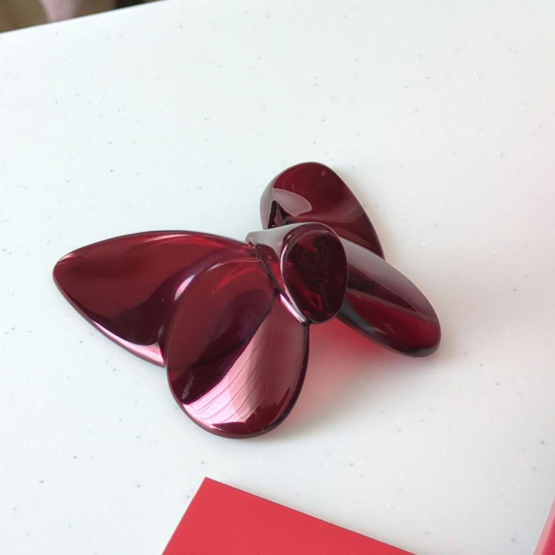 バカラ ラッキーバタフライ パピヨン 赤 レッド 置き物 クリスタル　置き物