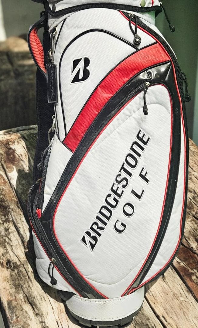 送料無料/美品BRIDGESTONE ゴルフバッグ ホワイト/レッド