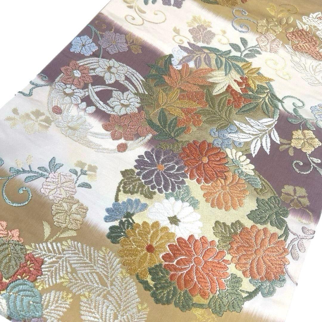 未着用　袋帯　唐織　花紋　菊花　桐の花　桔梗　金糸　着物　064a p