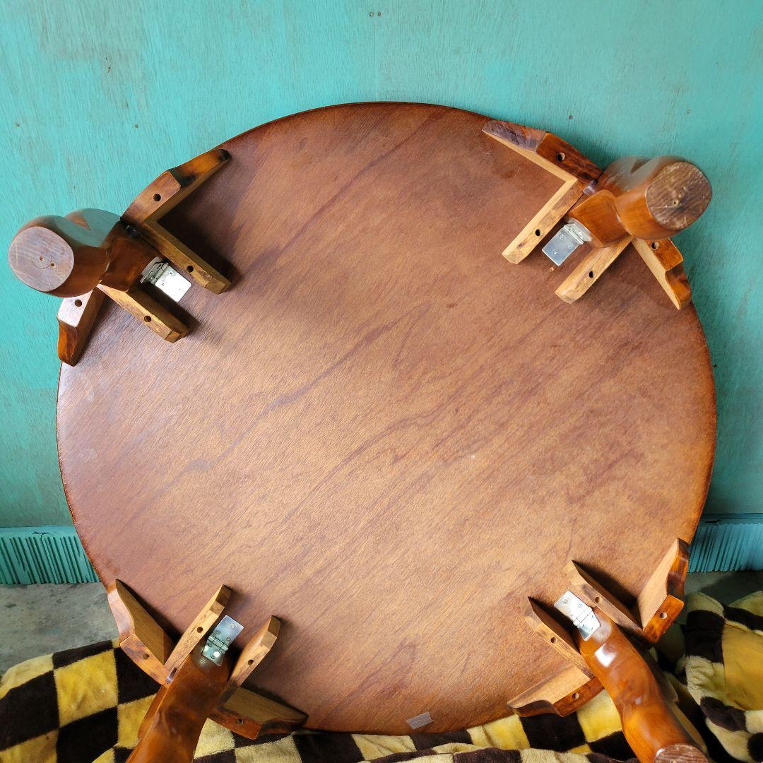 木製 折りたたみ 丸ちゃぶ台 ローテーブル 直径90cm ヴィンテージ 座卓