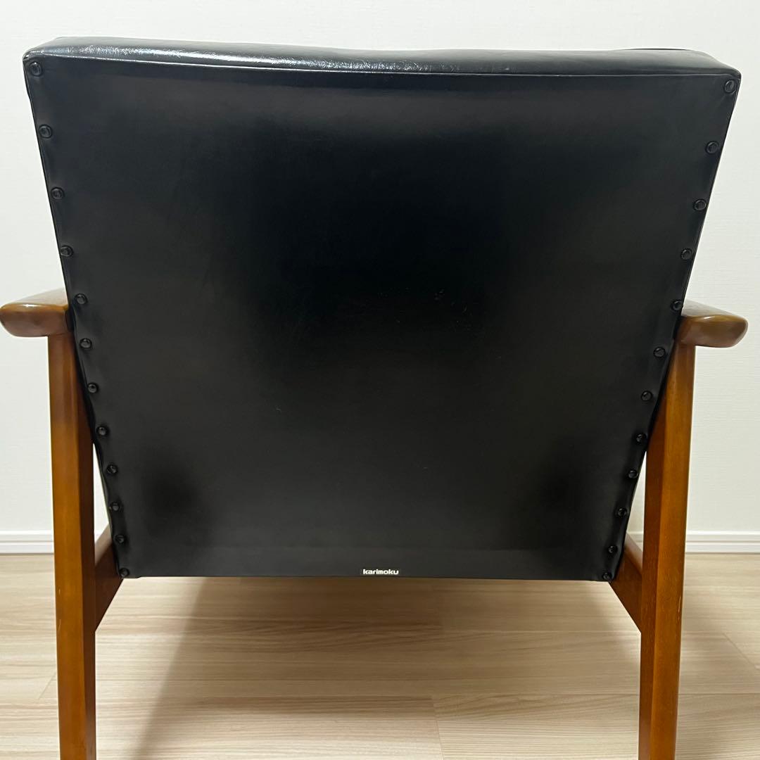 【定番人気】カリモク60 Kチェア 1シーター ブラック レザー アームチェア