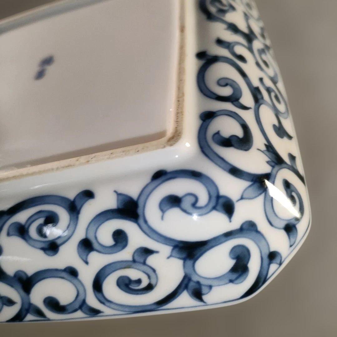 A1385-6/たち吉 橘吉/染付蛸唐草文四方皿5客/銘々皿/飾皿/懐石道具/