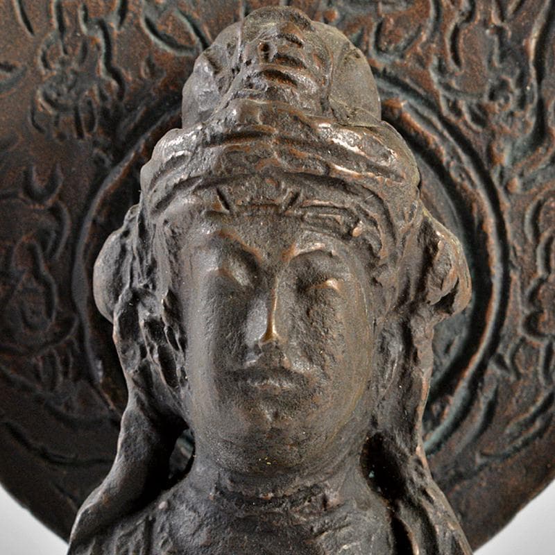 仏教美術　澤田政廣　古銅　観音菩薩像　仏像　置物　高さ約28cm　M　R5543