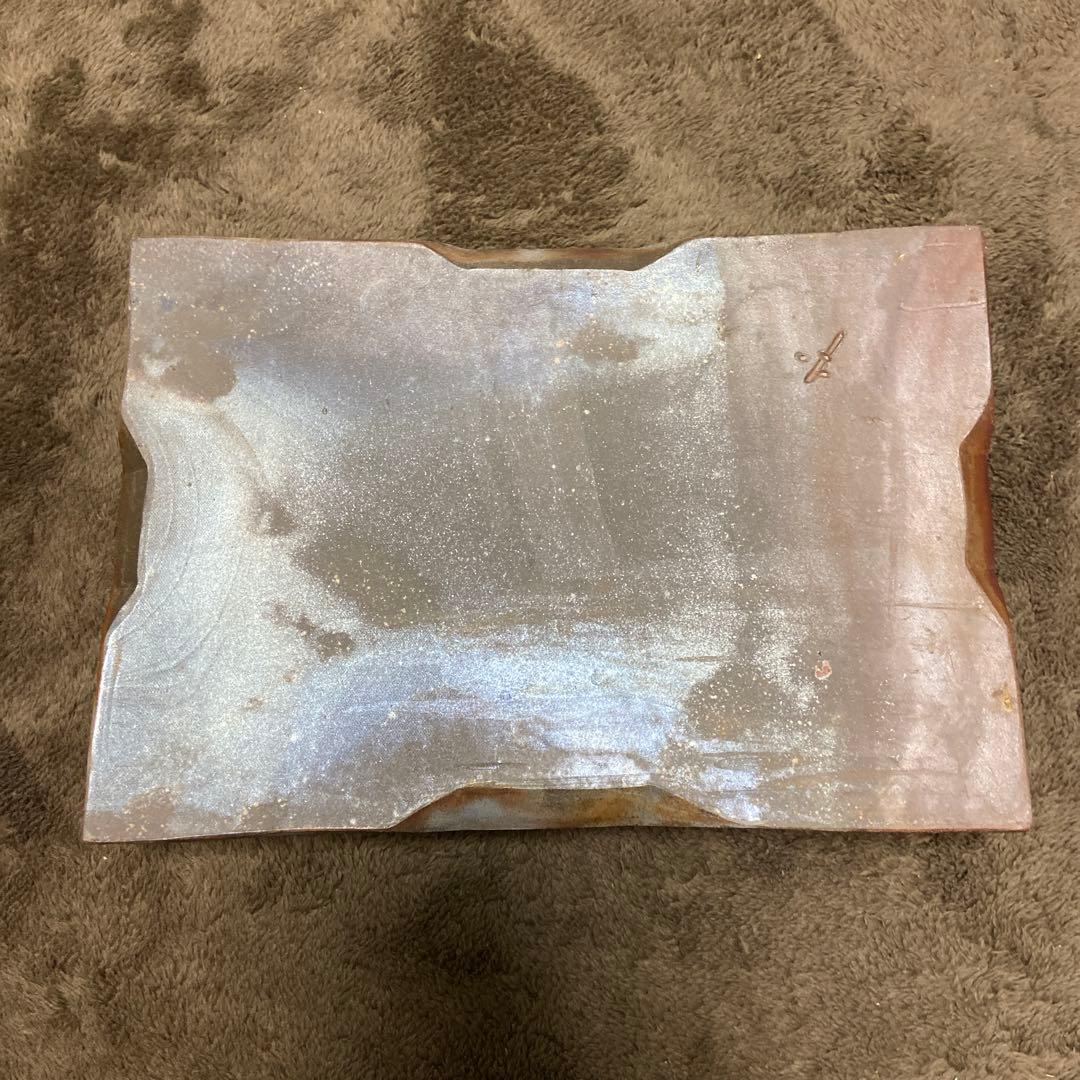 備前焼　大型　水盤　花器　角鉢　華道　生花　34.5センチ