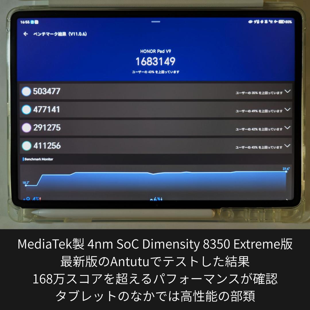 HONOR Pad V9 ナノAG 12GB 256GB 144Hz 純正ペン
