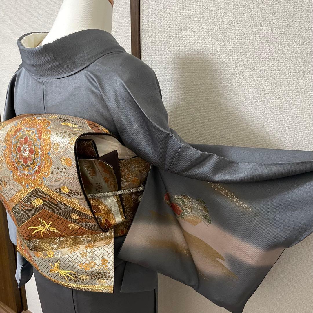 ブルーグレー 4点 フルセット 訪問着 入学式 卒業式 入園式 春 秋 冬