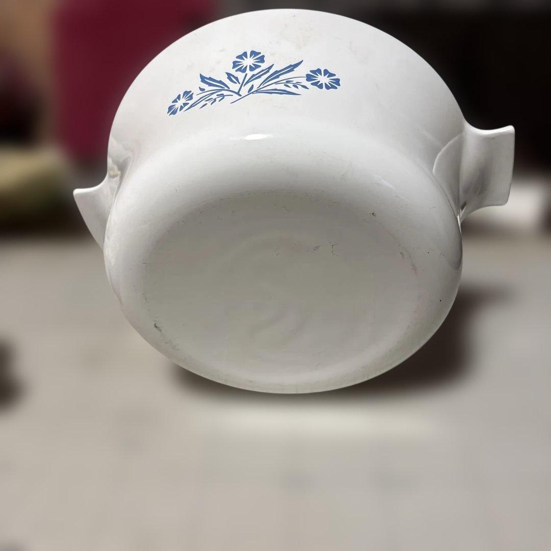 蔵出しコーニングウェア（CorningWare）のブルーの花柄鍋セット 青い花柄