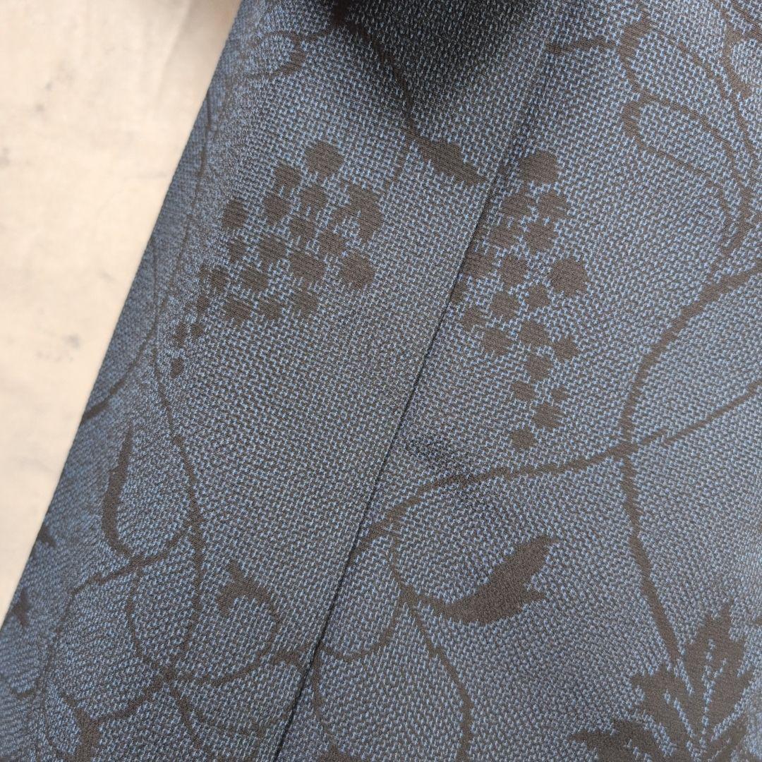 小紋　フルセット　着物　正絹　紺青　群青　ぶどう　蔦　おしゃれ　粋　F2