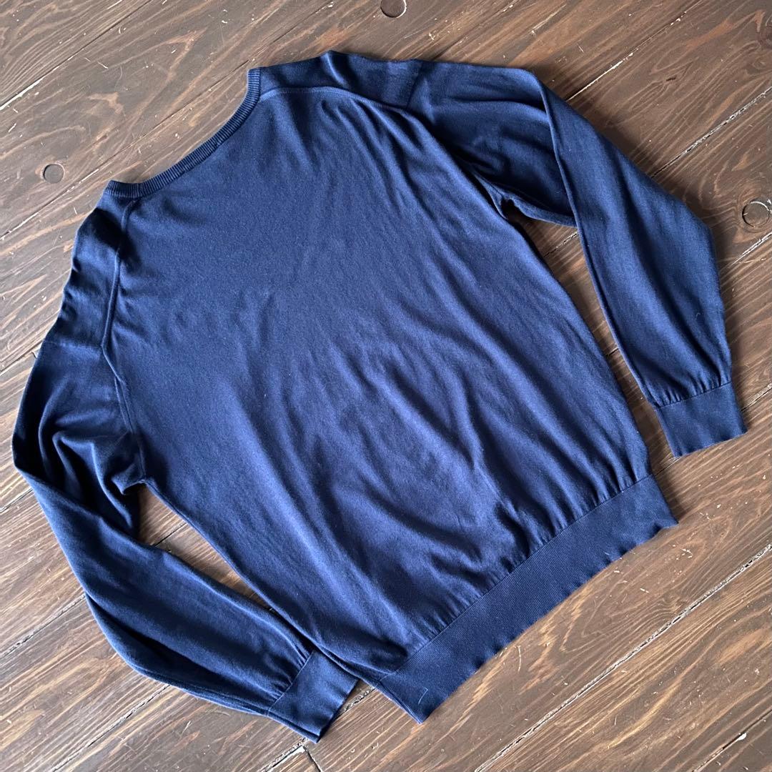 JOHN SMEDLEY ジョンスメドレー濃紺クルーネックニット 綿 L