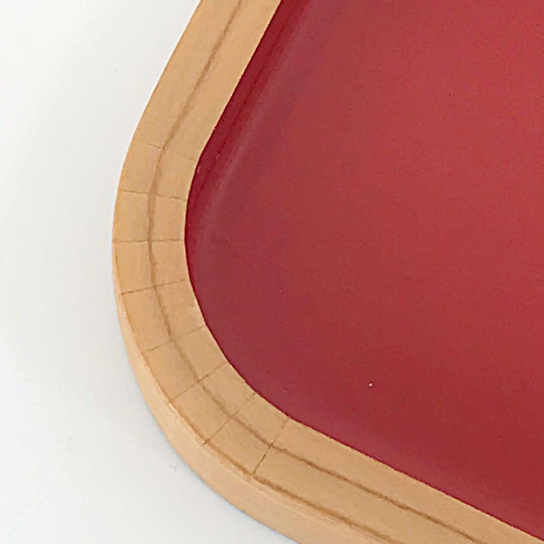秋田杉 のこ引き曲わっぱ 角盆 内朱