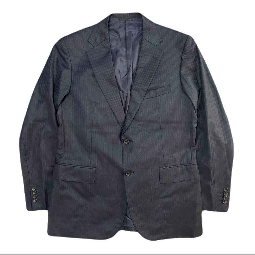 高級 イタリア製 マッキントッシュ ストライプ 濃紺 SUPER 170’s