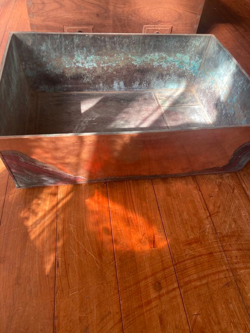 アンティーク 長火鉢 木製 銅火鉢 欅（ケヤキ） 時代家具古民具大型74センチ