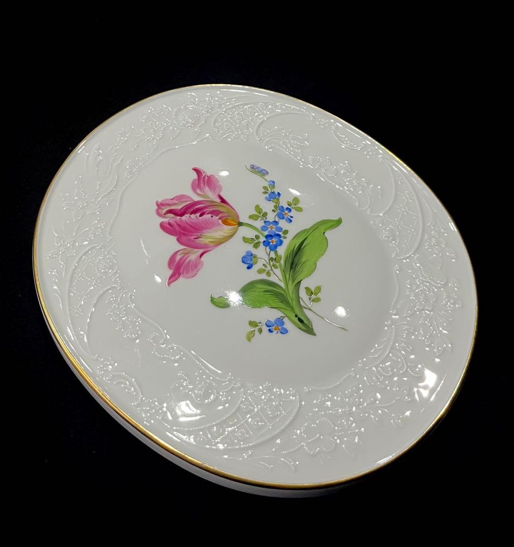 Meissen マイセン /※ 1級品 金彩 フラワーブーケ　レリーフ　陶板