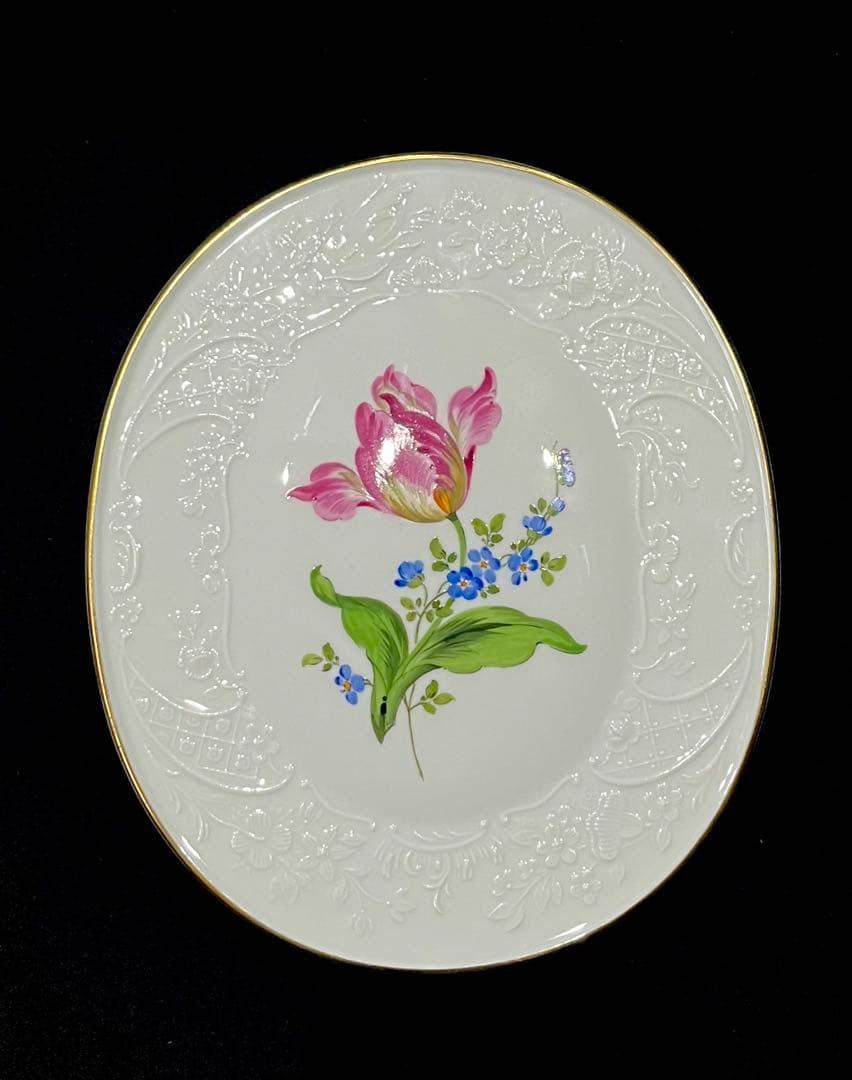 Meissen マイセン /※ 1級品 金彩 フラワーブーケ　レリーフ　陶板