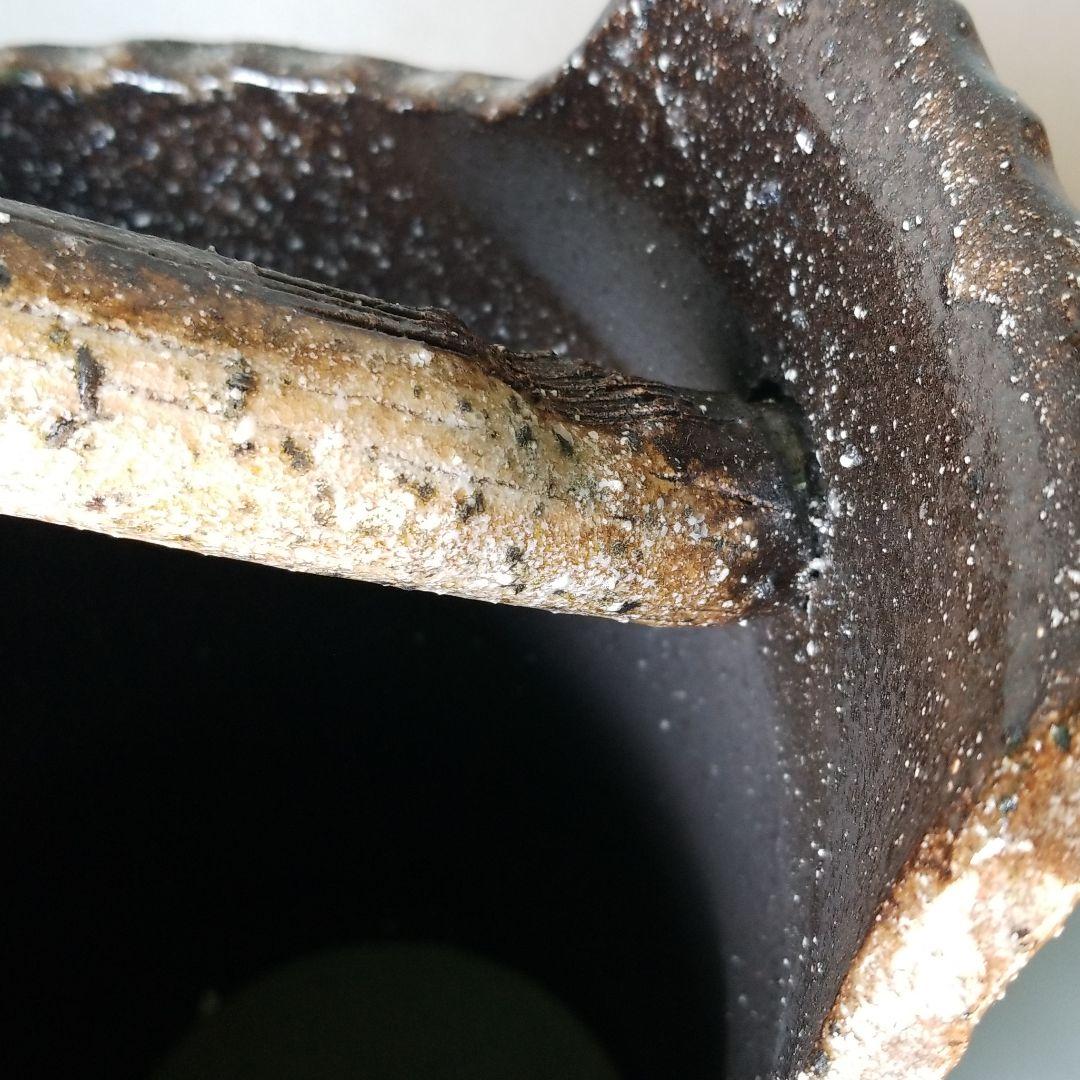 信楽焼傘立て  手付き窯変 高さ４０cm