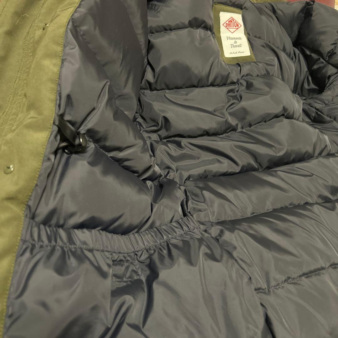 DANTON フーデットダウンジャケット　ファー付き　カーキ　40