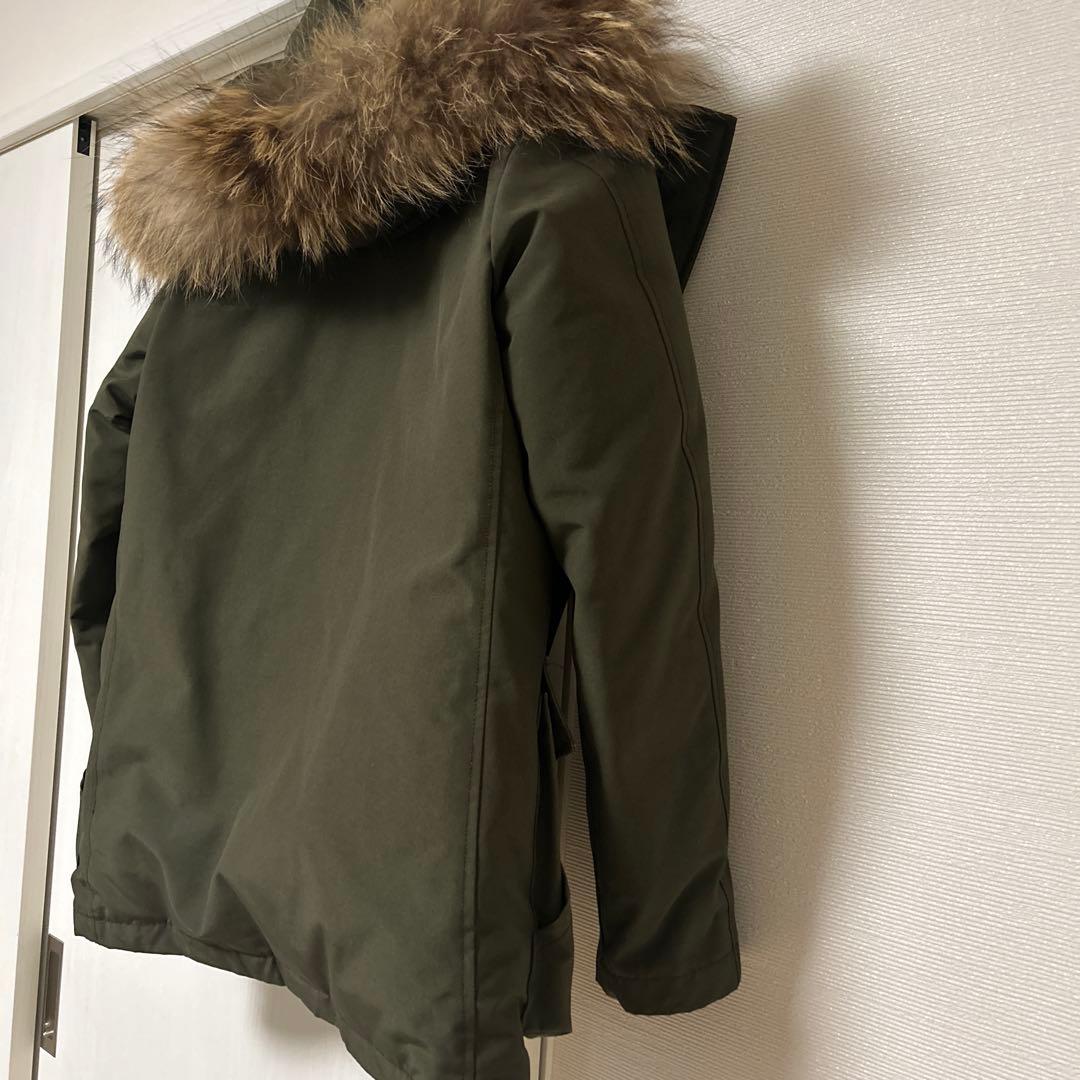 DANTON フーデットダウンジャケット　ファー付き　カーキ　40