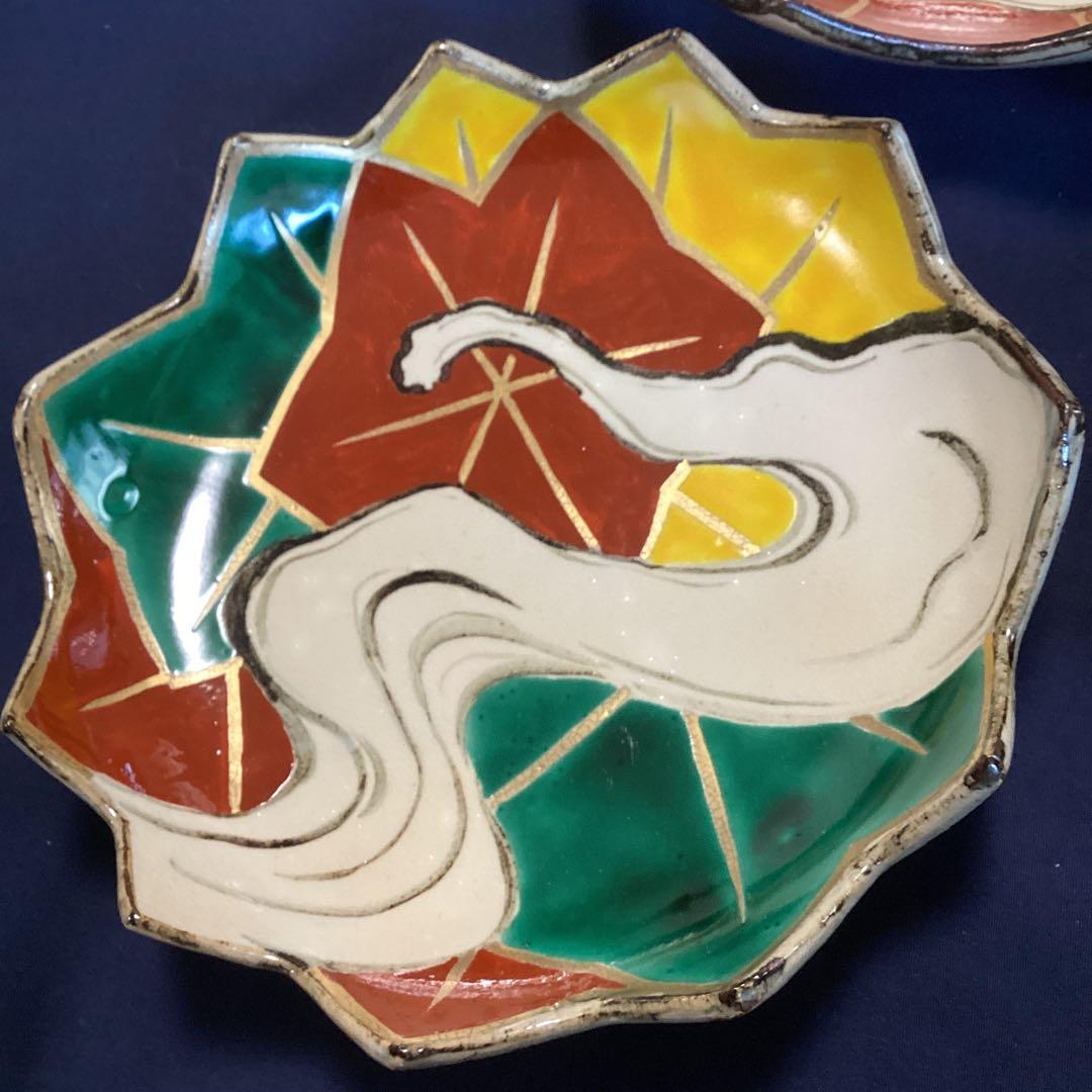 京焼乾山写竜田川向付5客　新品未使用