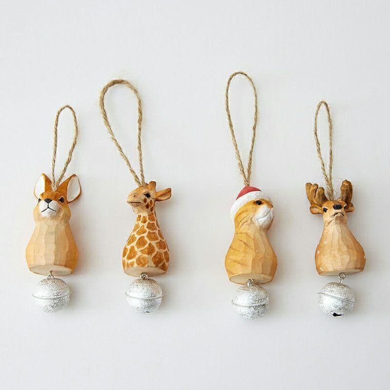 働物/実木/手彫/置物/木彫/鈴/1セット