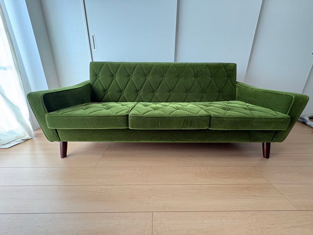 カリモク60 ロビーチェア 3シーター モケットグリーン