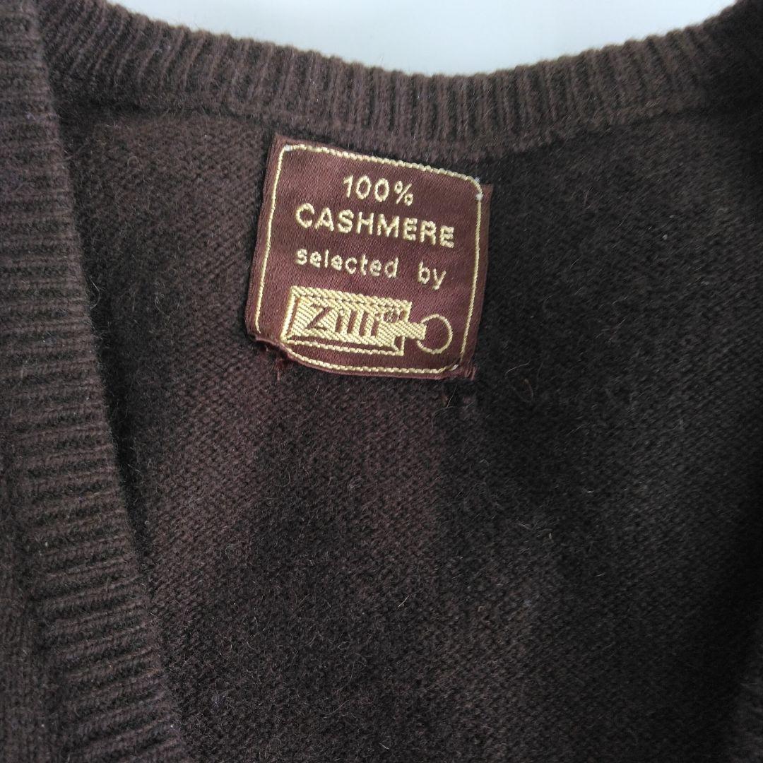 ＊ZILLI ＊本物100%カシミヤ Vネックセーター ダークブラウン