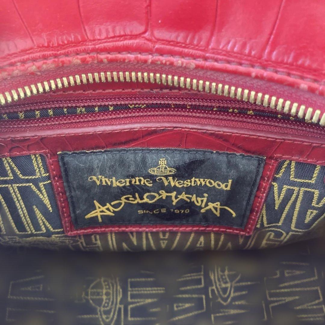 vivienne Westwoodレッド クロコダイル風 ハンドバッグ