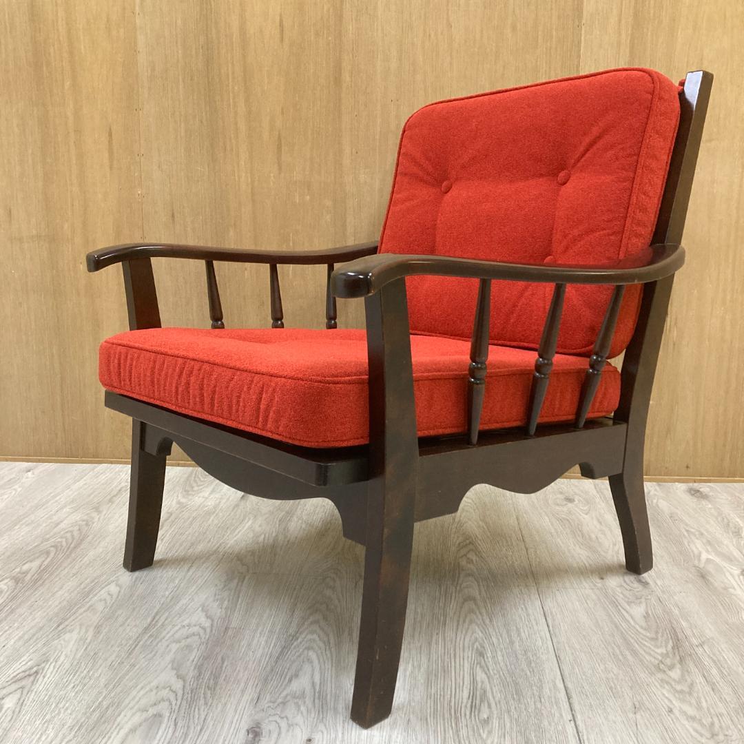 北海道民芸家具 樺無垢材 1人掛けソファ 1Pソファ B