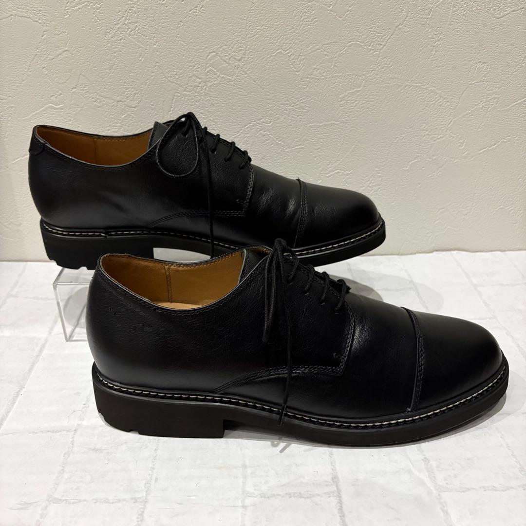 試着程度✨ WYM 本革 プレーントゥ ダービー XL 黒 ストレートチップ
