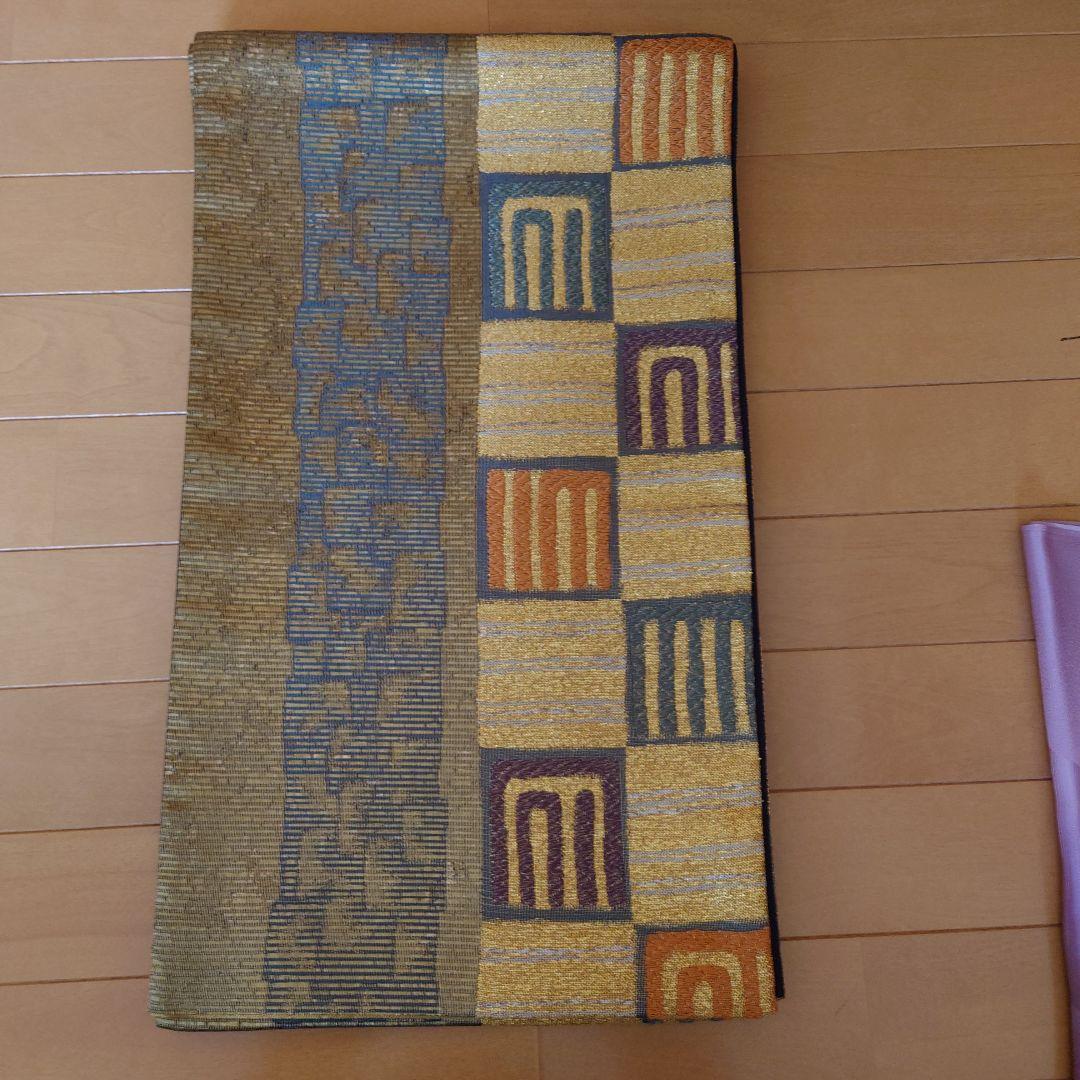 アン☆【極美品】色無地フルセット　正絹　袷　一つ紋　地紋　唐織六通袋帯