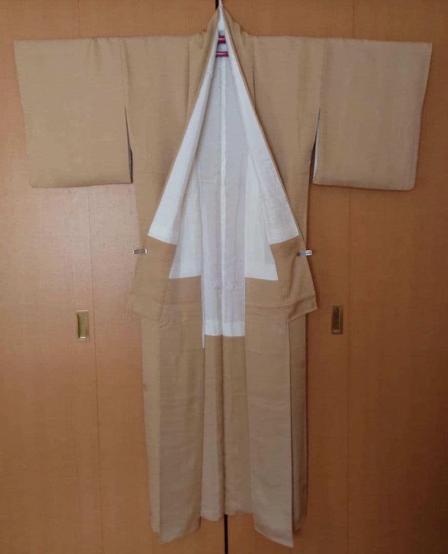 アン☆【極美品】色無地フルセット　正絹　袷　一つ紋　地紋　唐織六通袋帯