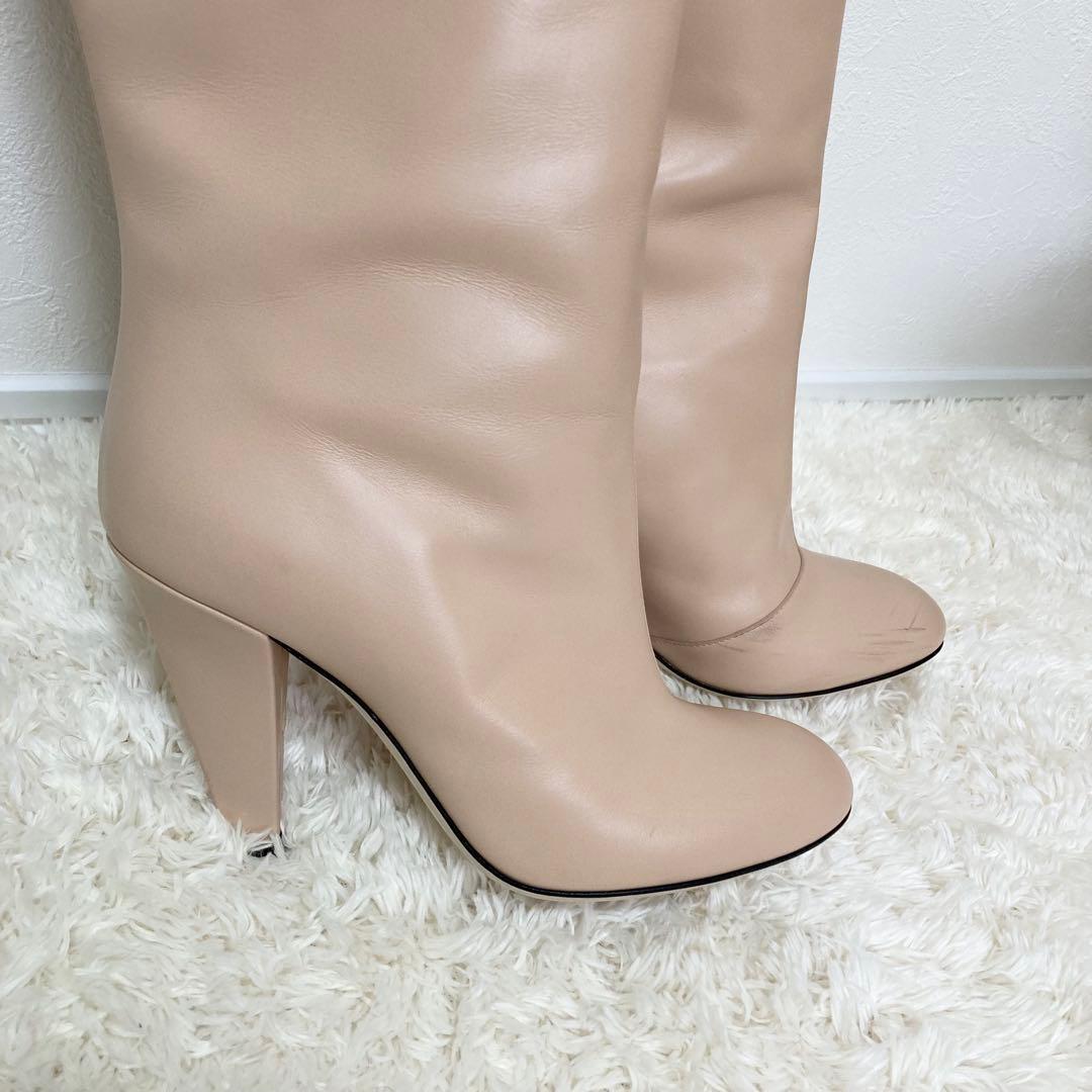 FENDI フェンディ FFカーリグラフィー ロングブーツ レザー Pベージュ