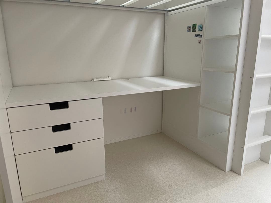 引き取り限定　IKEA ロフトベッド　stuva 机　引き出し付き　白　ホワイト