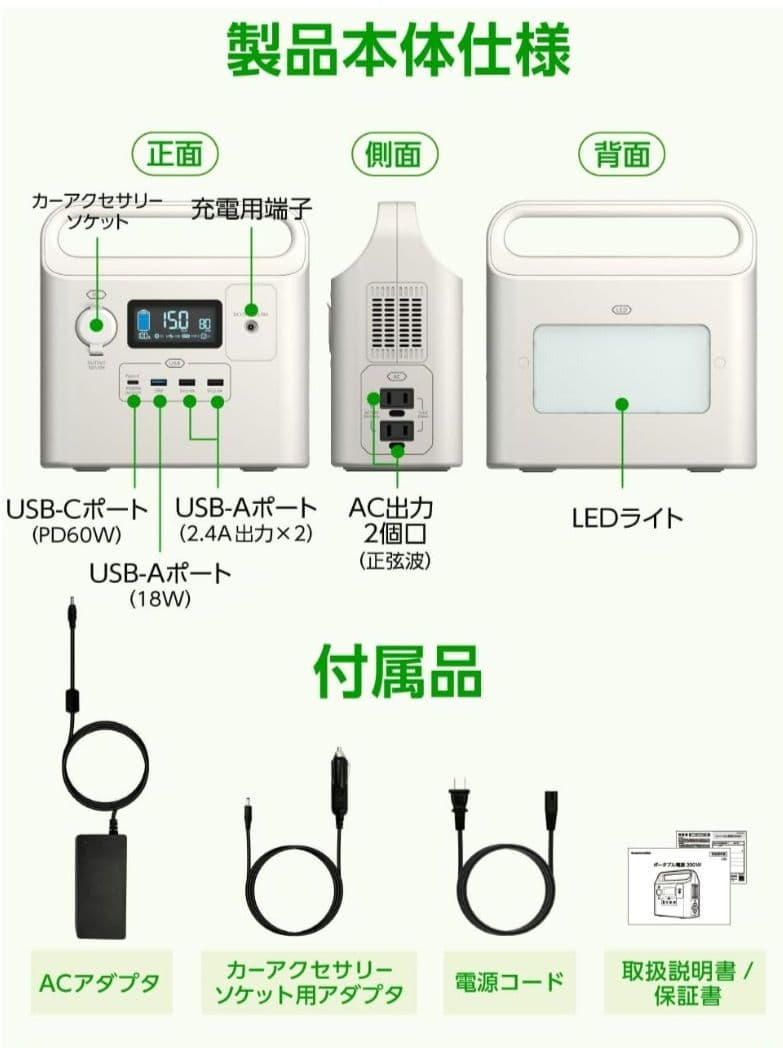 非常時にポタ電源200WリチウムイオンTL152W-KW227Wh 62400m