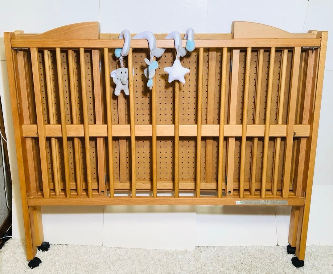 【美品】　日本製　スリーピー　ベビーベッド　ハイタイプ　折りたたみ　木製