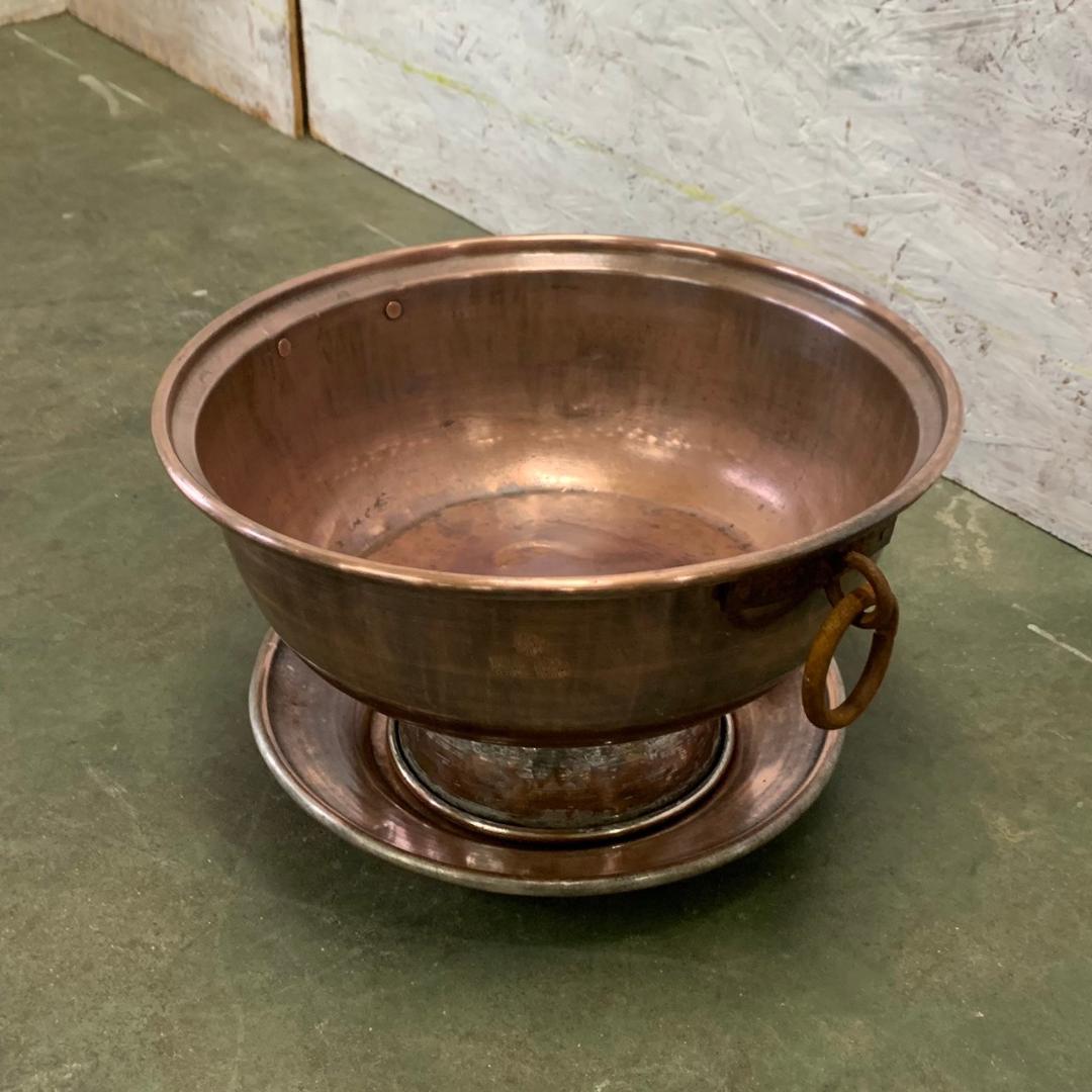 銅製 両手鍋 さわり鍋 35φ 銅製ボール 銅鍋 厨房用品 ボウル Y0839