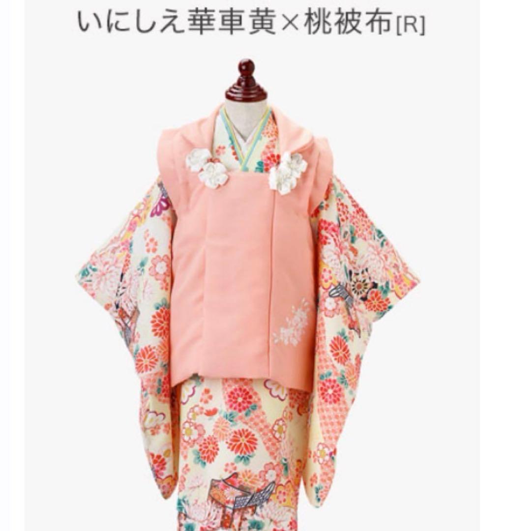 キャサリンコテージ　いにしえ華車黄×桃被布七五三髪飾り　七五三草履　髪飾りセット