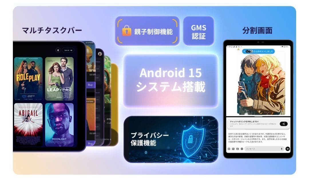 Android15 タブレット 8.7インチ16GB+128GB+512GB