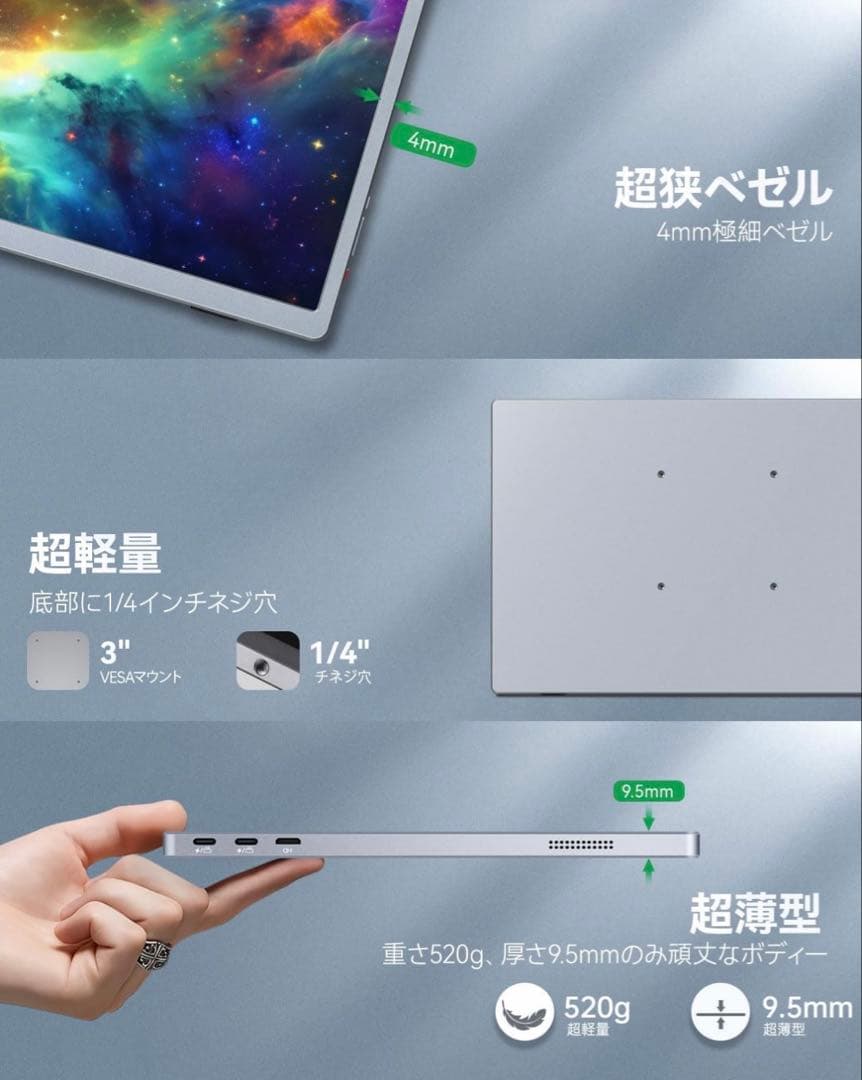訳がありモバイルモニター 4k 13.4 インチ IGZOスクリーン