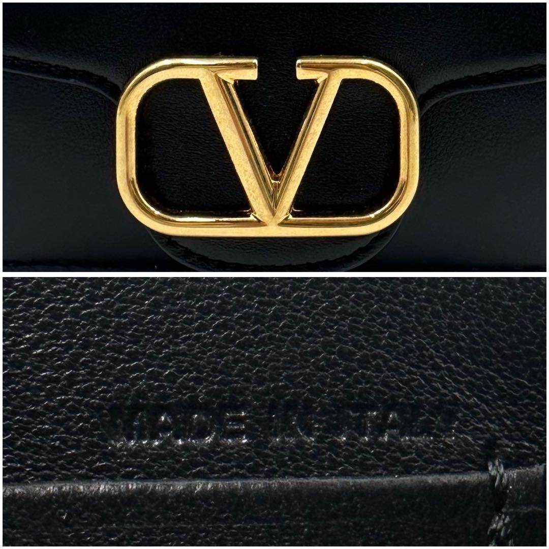 【極上】VALENTINO バニティバッグ 2way Vロゴ レザー レディース