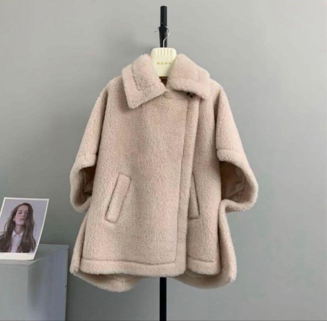 マックスマーラー風 テディベア ポンチョ 新品タグ付き アルパカ ウール シルク