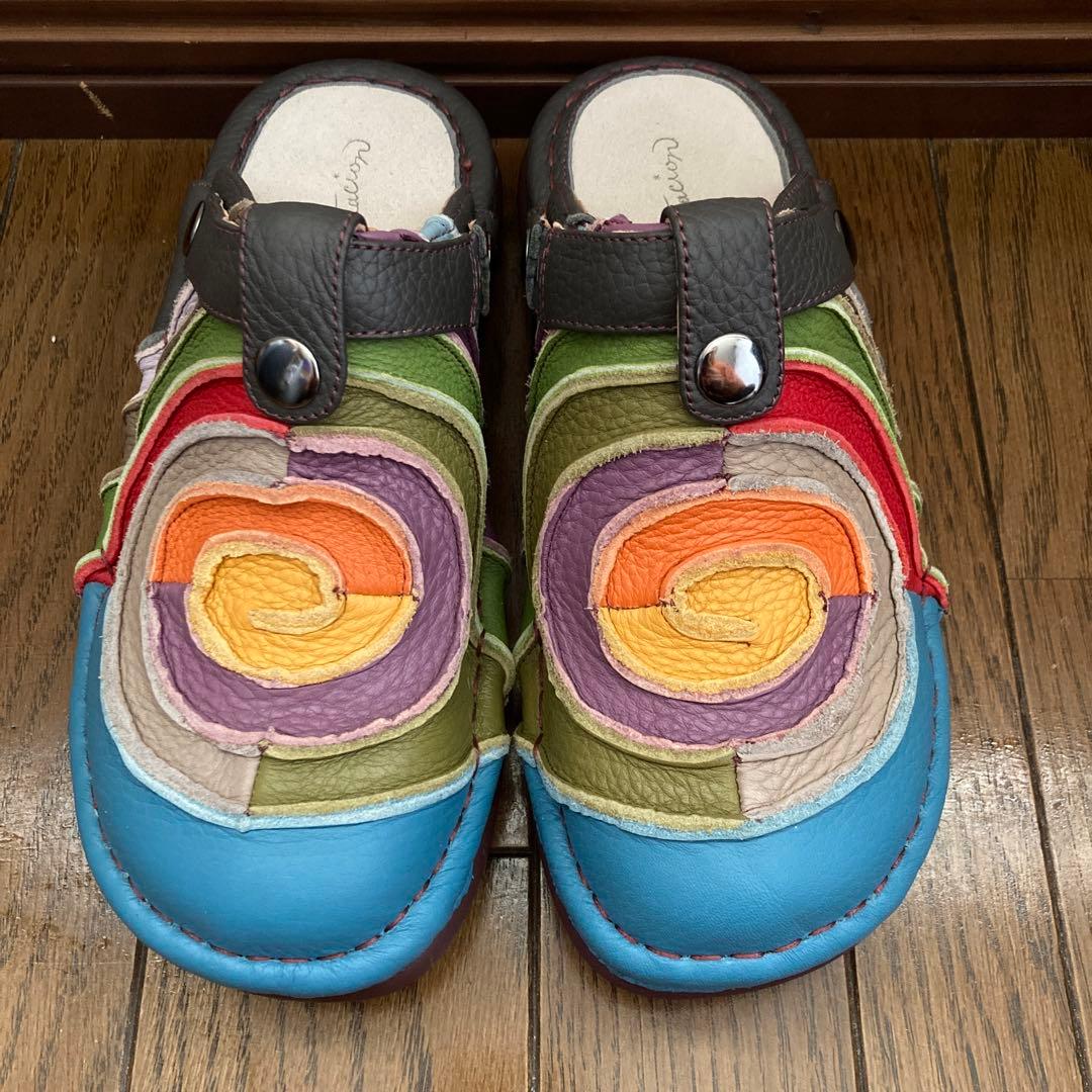 Estacion　エスタシオン　本革うずまき2wayサボシューズ　レザー　L