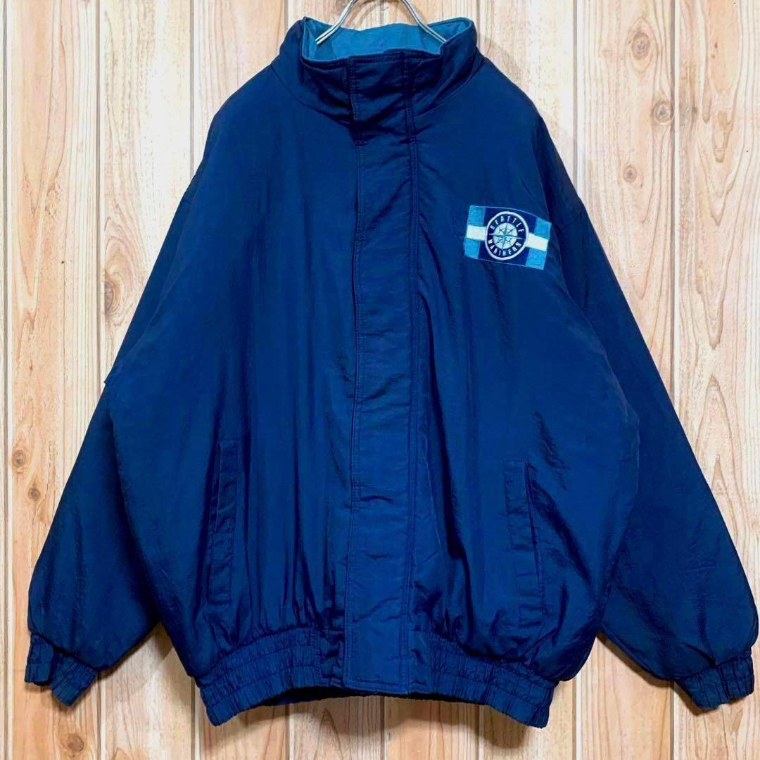 Mariners スタジャン ◎LOGO7社製 デカロゴ 刺繍 ナイロン 中綿