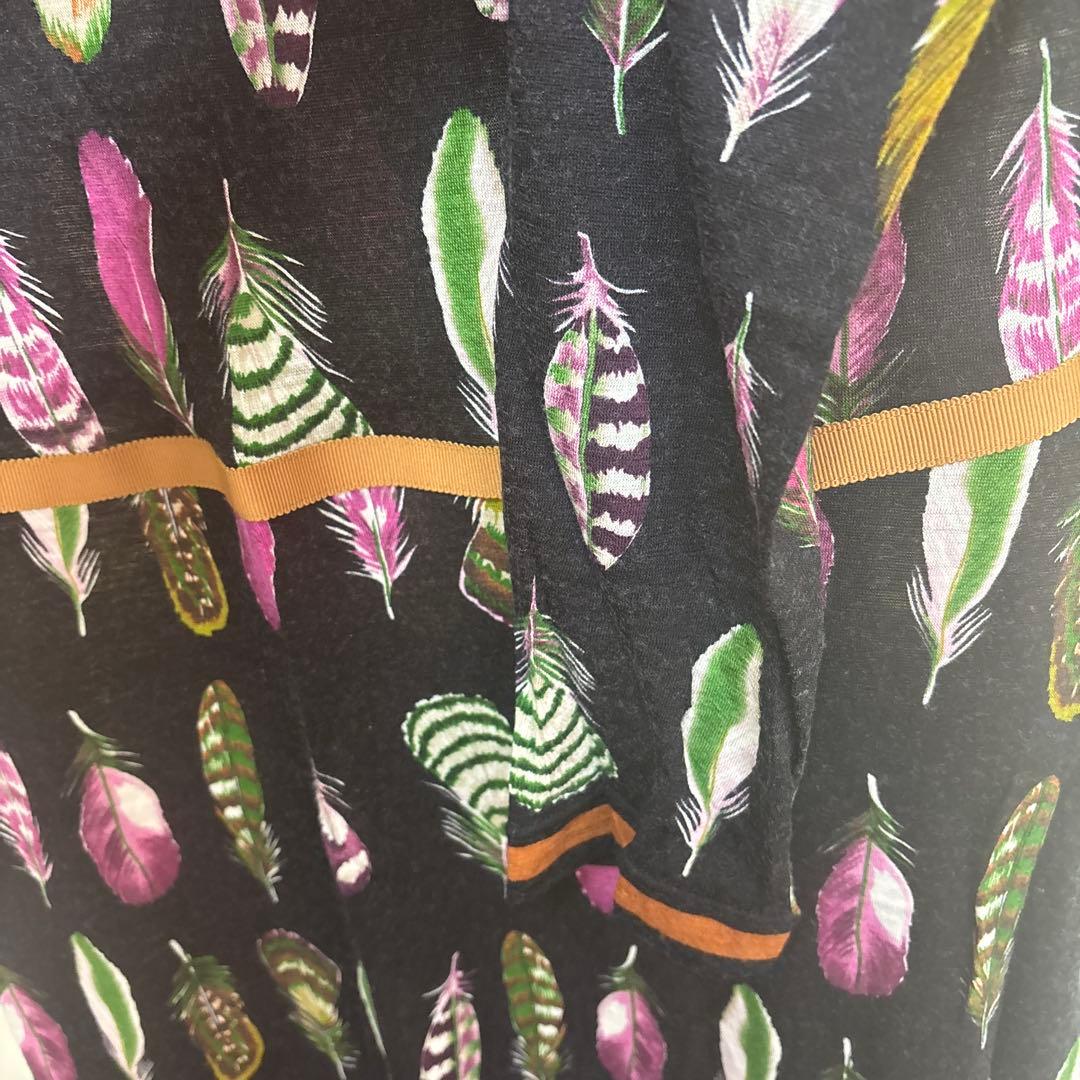 49AV.JUNKO SHIMADA フェザー柄ウール素材の長袖ワンピース