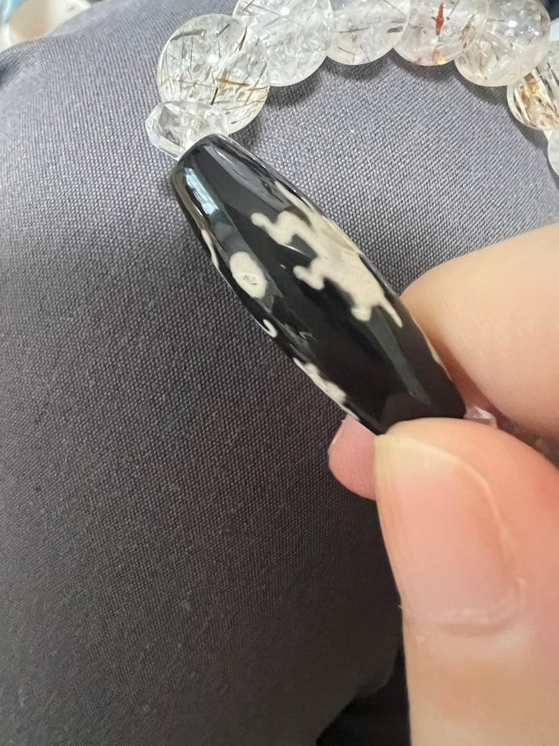 未使用希少五爪龍眼天珠カット水晶オレンジルチルクォーツ天珠