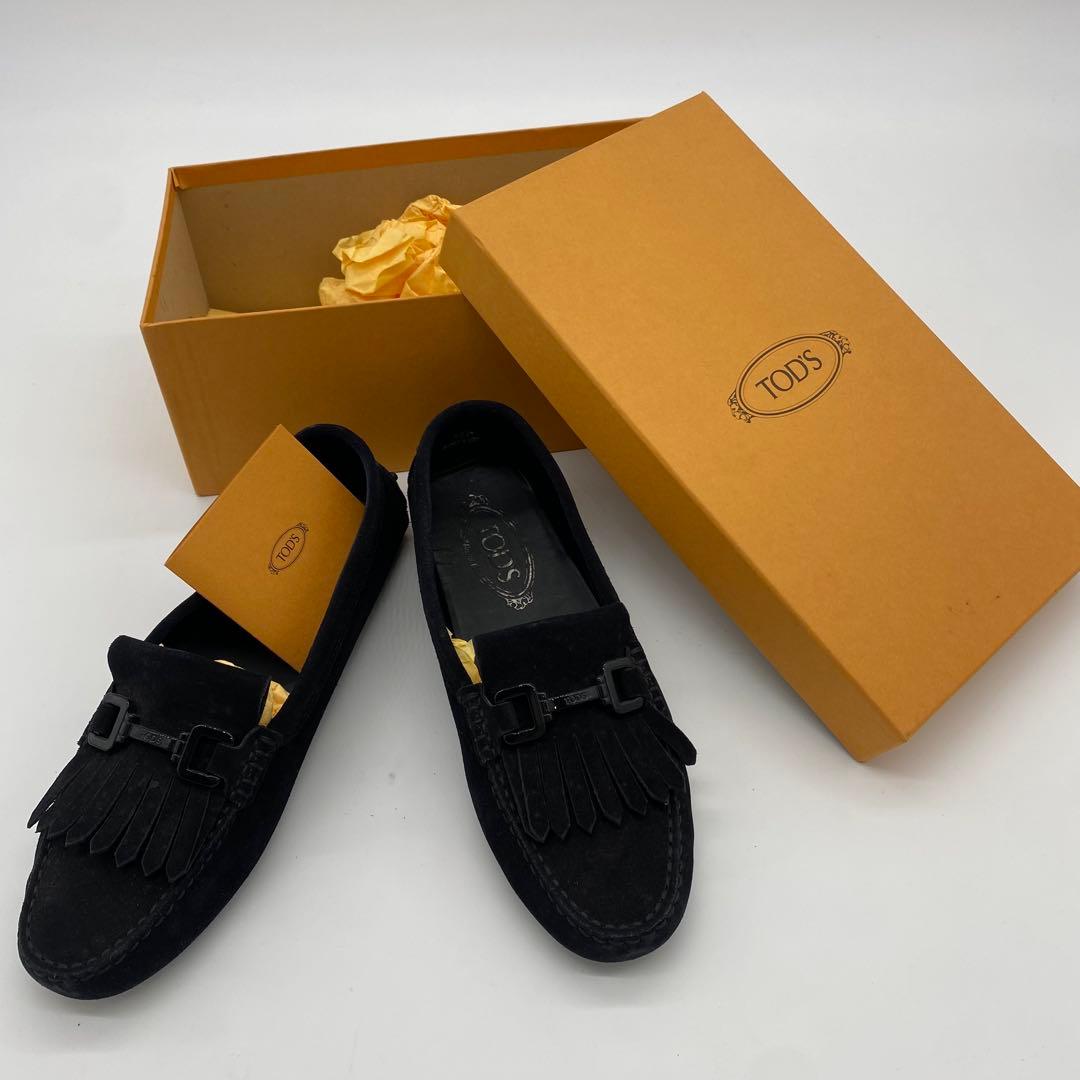 美品　TOS'S ブラック　フリンジローファー　スエード　イタリア製　25.5㎝